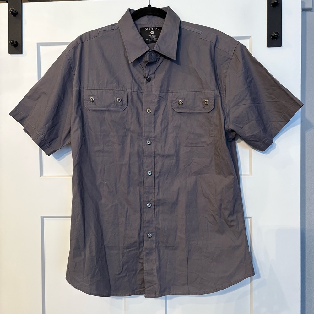 NWT Mahru Gray Casual Button Down Shirt